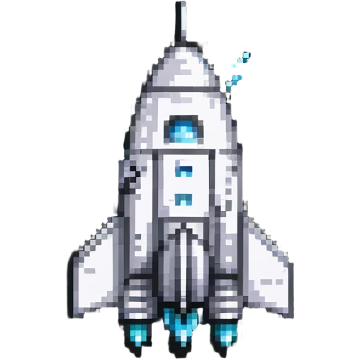 Pixel rocket ship with fins emoji