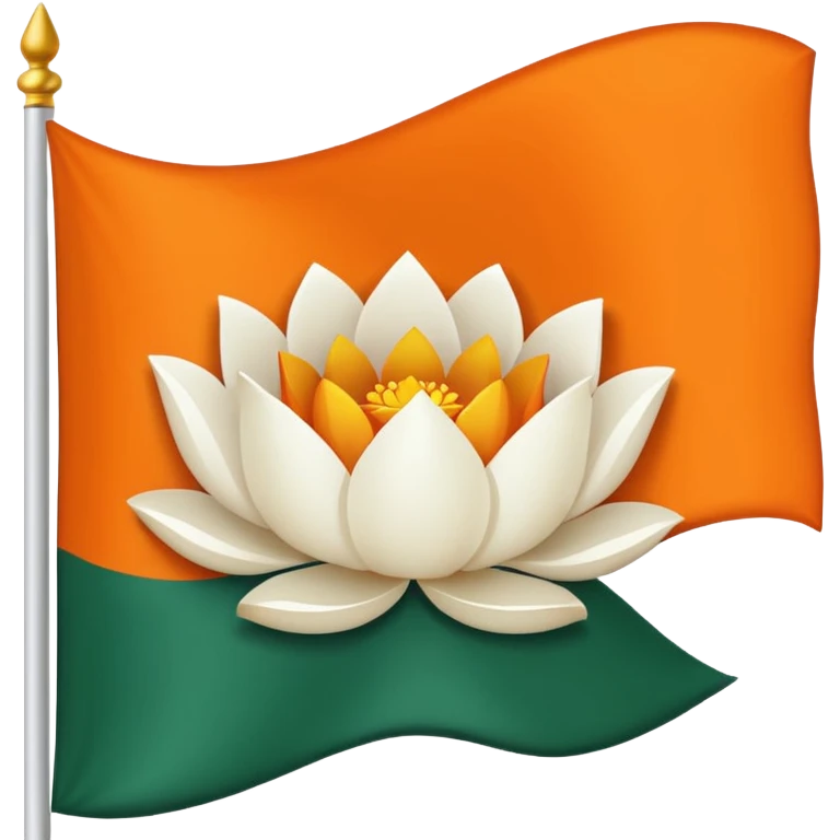 BJP FLAG with white lotus and orange colour background  and  at the left side vertical white text asB J P with green background emoji