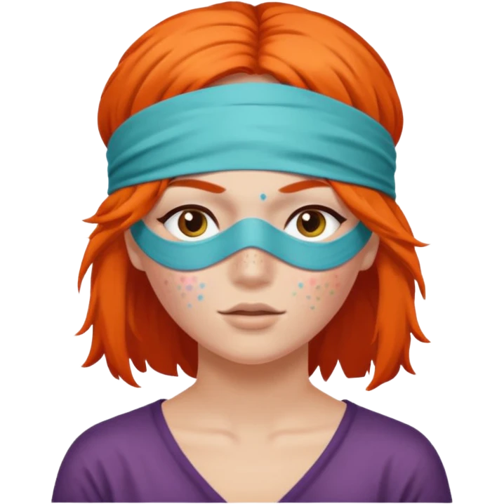 Blindfold person with different colors of hair. No trusting games with people blindfolded behind steering wheel emoji