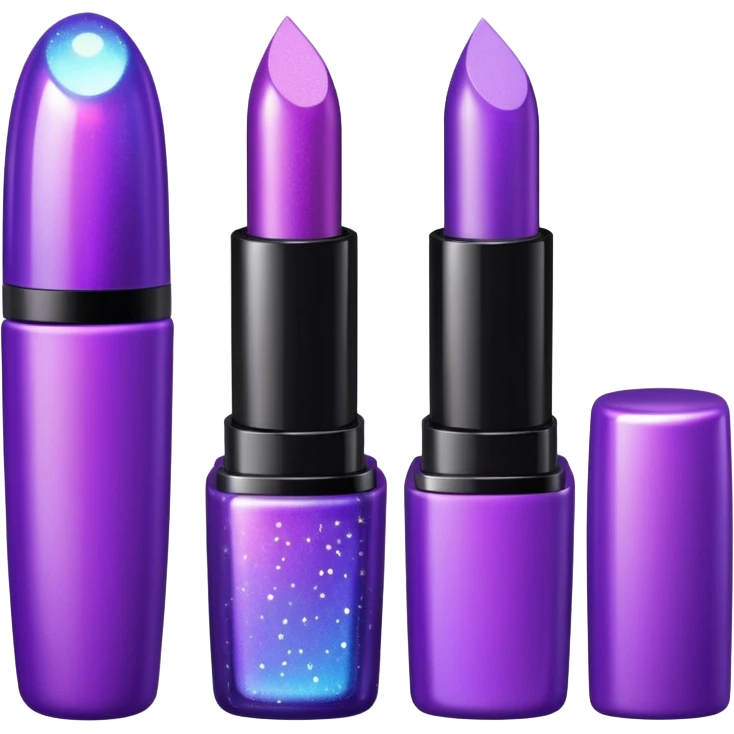 cosmetics (lipstick, perfume, mascara,..) with sparkle, purple emoji