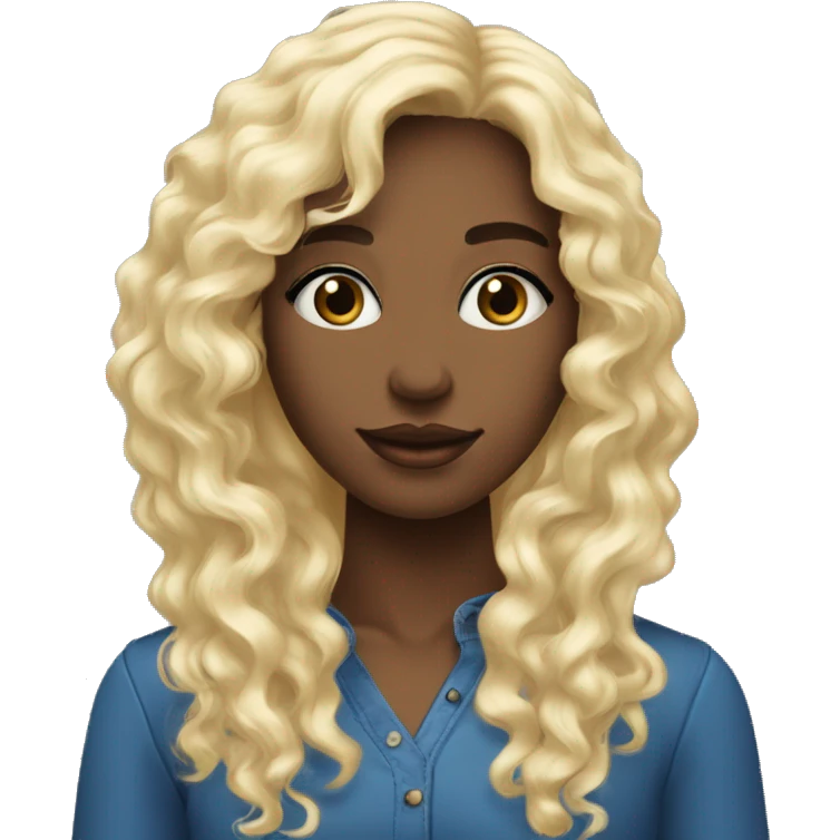 Ado fille métisse cheveux long et boucle blonds avec des yeux bleus  emoji