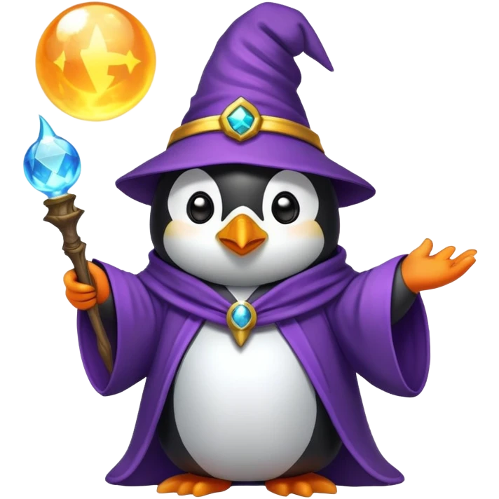 penguin wizard casting a spell emoji