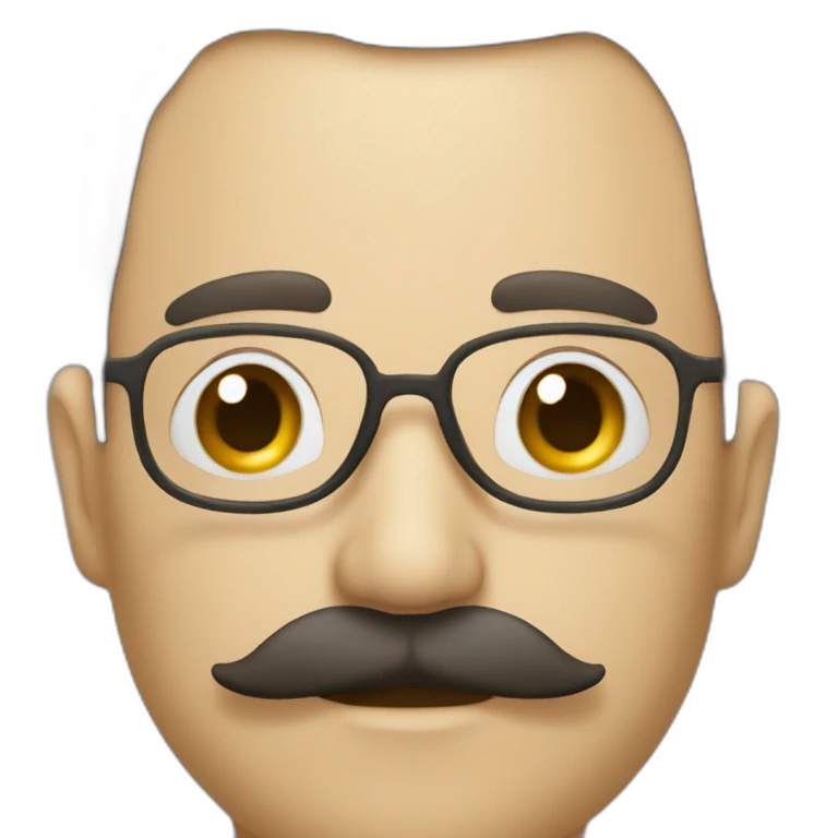 Un homme avec une frange et une moustache carré emoji
