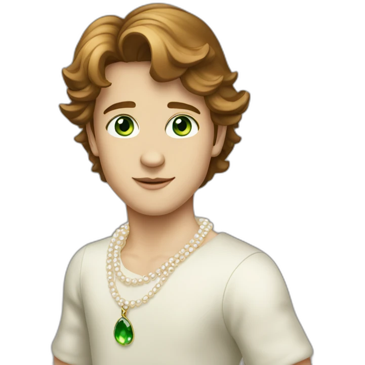 Posh-boy-with-pearl-necklace-and-green-eyes-and-brown-hair emoji