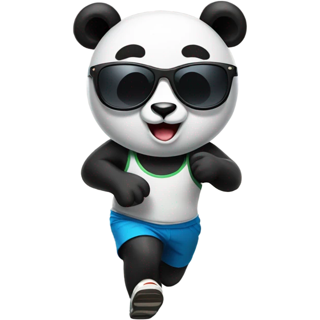 Panda wearing sunglasses going for a run emoji