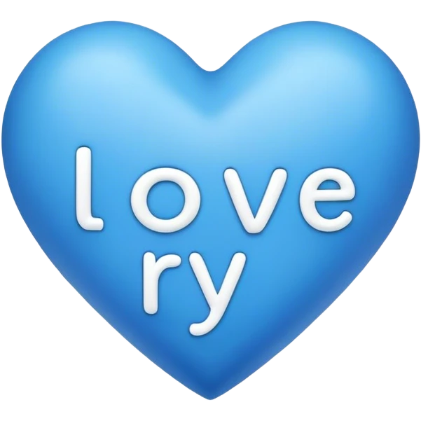 Blue heart with the words I Love You Ry in the middle  emoji