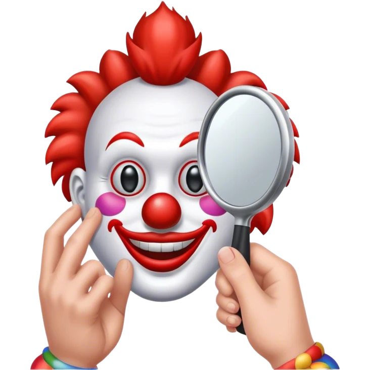 Clown looking at  hand mirror  emoji
