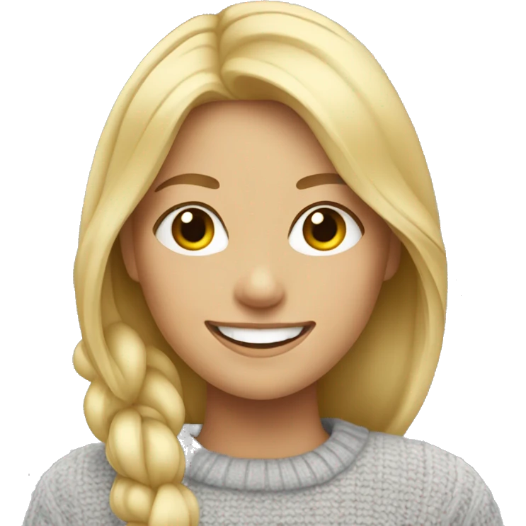 blonde girl smiling in sweater emoji