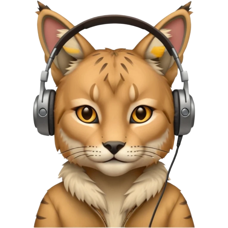 lynx with headphones listening to music emoji