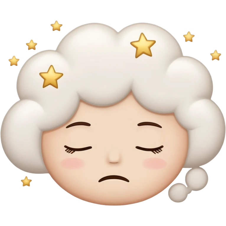 Sad sleepy white thought bubble stars inside emoji