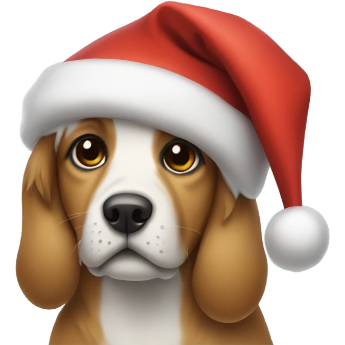 Dog wearing Santa hat emoji
