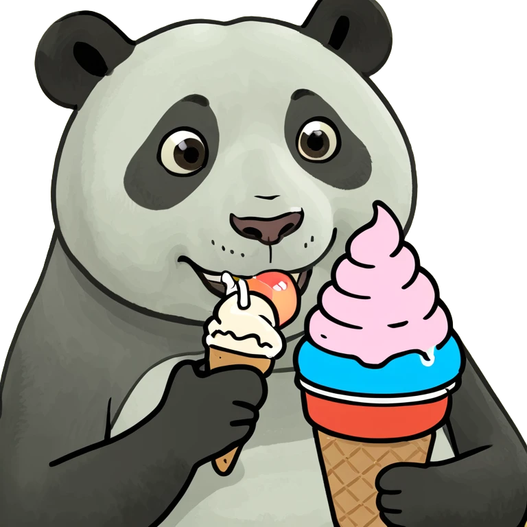 Panda eating ice cream emoji