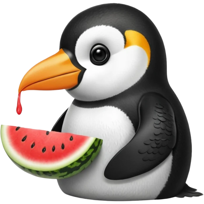 Penguin eating a watermelon in Egypt emoji