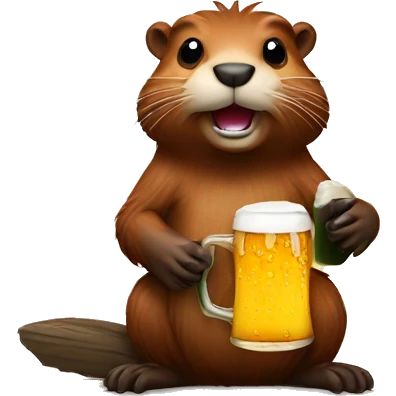 Beaver with beer emoji
