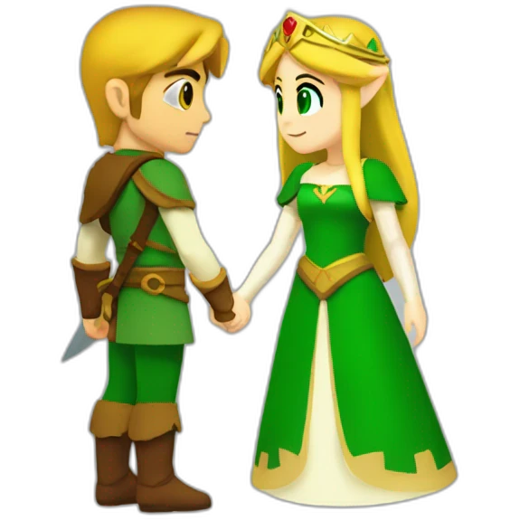 Link and Princess Zelda holding hands emoji