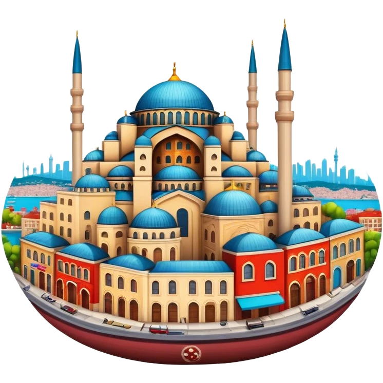 Cinematic Realistic Istanbul Pop Culture Emoji, depicted with a vibrant portrayal of the bustling cityscape rendered with lively textures and energetic, urban lighting. emoji