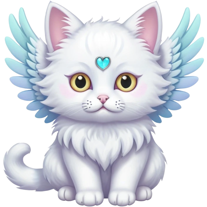 pastel angel cat with six eyes emoji
