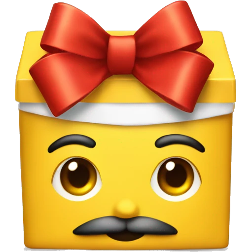yellow preseent box with red bow and beard o barber emoji