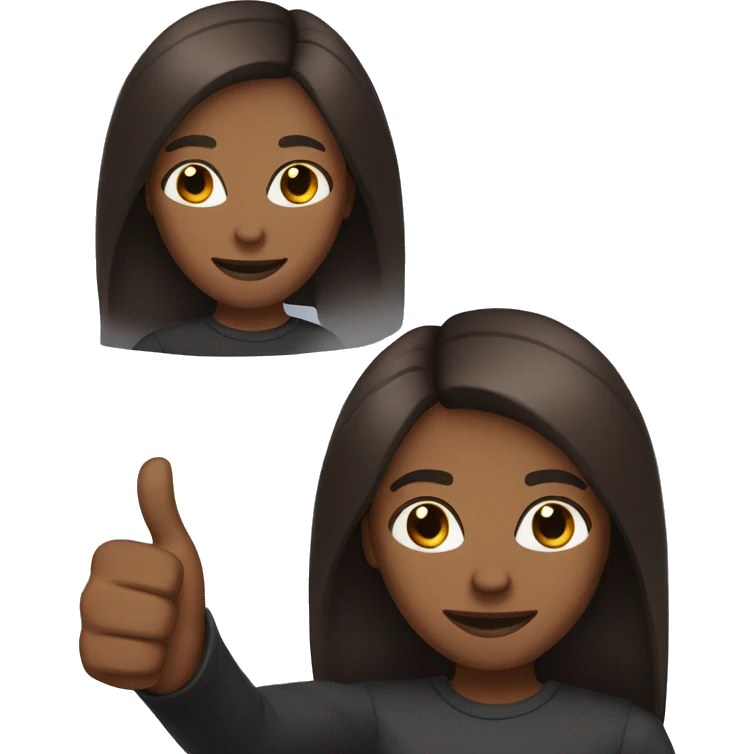 Dark brown skin with dark straight shoulder length brown hair and brown eyes giving a big thumbs up emoji