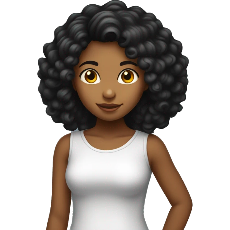 criança menina de cabelo preto até o ombro, pele clara, olhos de cor preto  emoji