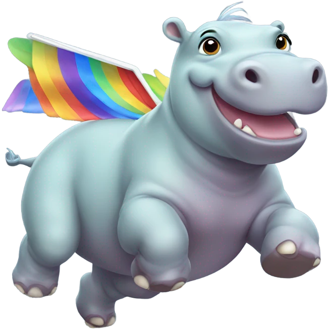 Flying rainbow hippopotamus  emoji