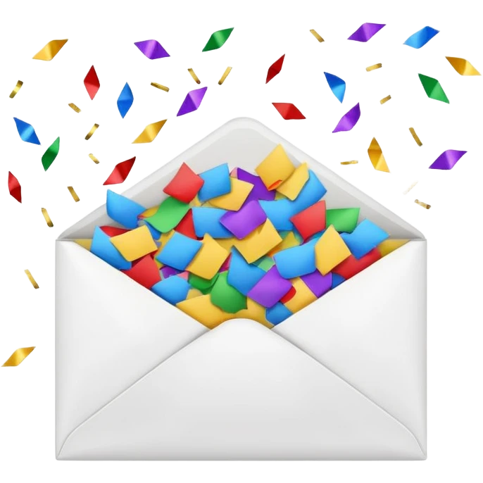 white envelope with confetti emoji