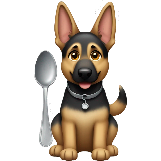 German shepherd holding a spoon emoji