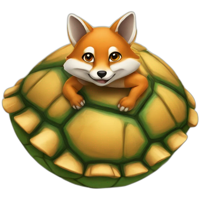 Renards sur une tortue emoji