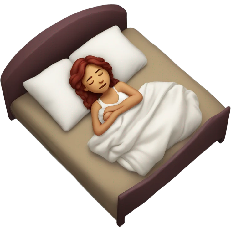 Burgundy haired girl sleeping in bed emoji