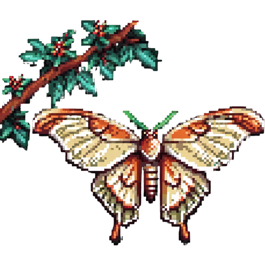 atlas moth perched on a branch emoji