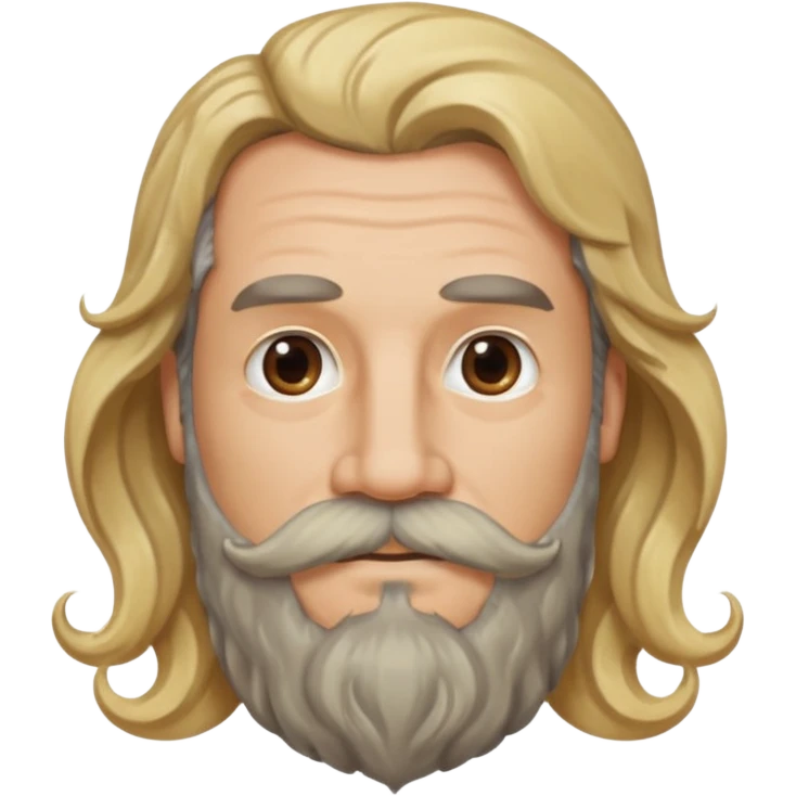 MID AGE MAN WITH LONG BLOND & bROWN WAVY HAIR; AND BROWN & GREY MOUSTACH AND BEARD emoji