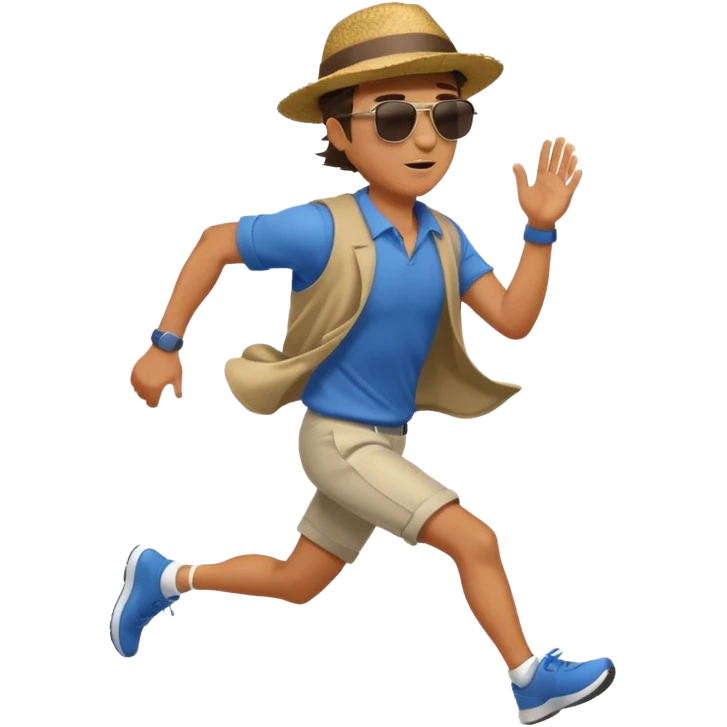 Man trying to catch up to car emoji