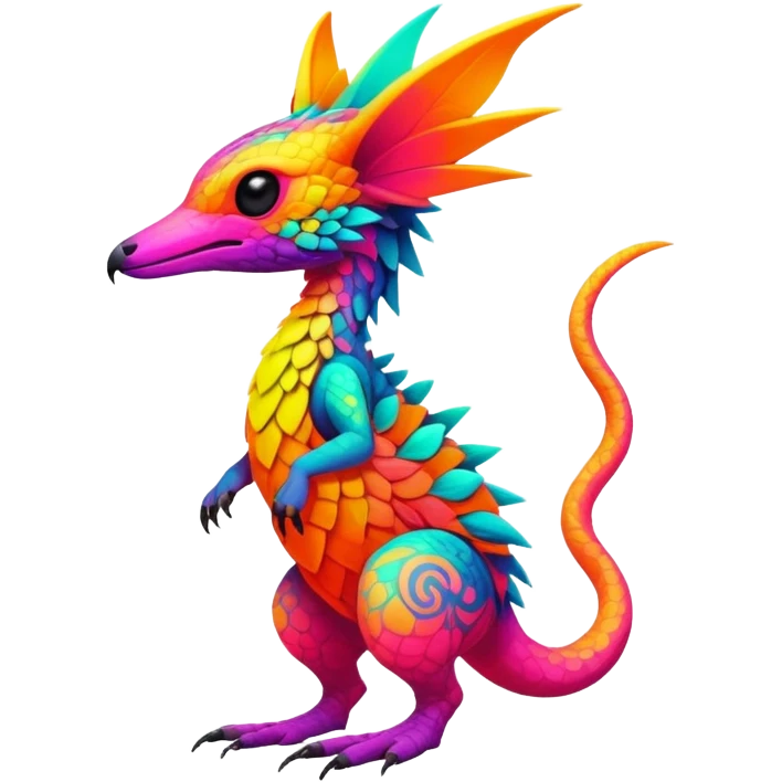 Exotic Tropical futuristic lush warm-colored neon-colored Fakémon-Trico-creature (full body) emoji
