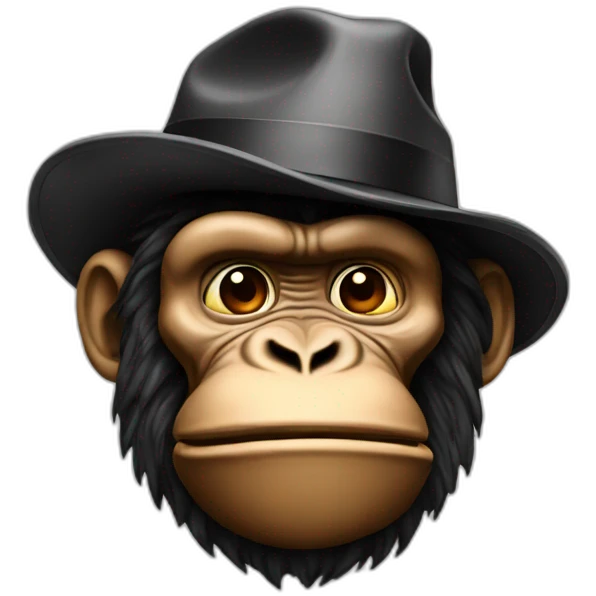Create an emoji representing an ape with a hat and smoking a cigar emoji