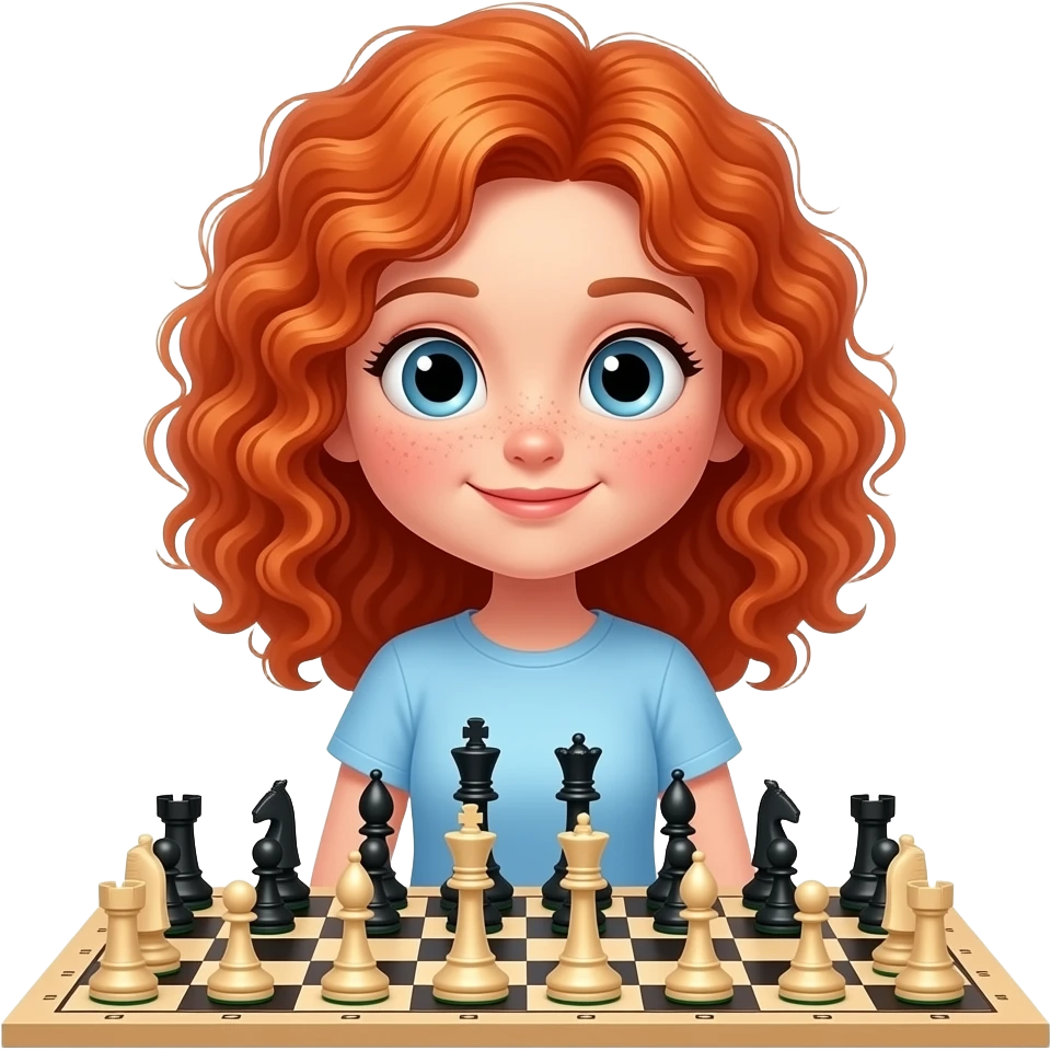 Fille rousse bouclés tâches de rousseur Échecs emoji