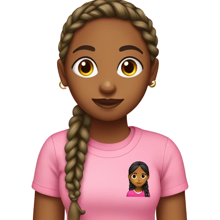 Brown girl with braids wearing pink and green  “AKA” t shirt  emoji
