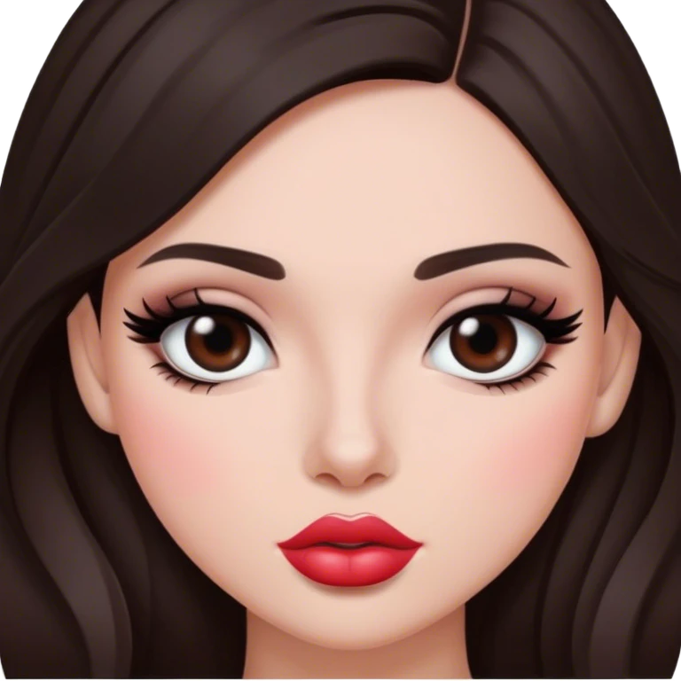 create a brunette with dark hair, fair skin, eyeliner and big lips emoji