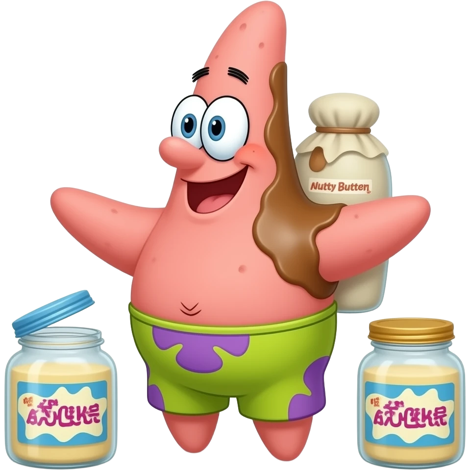 Patrick star it’s nutty butter on back (Sandy’s nutmare) emoji