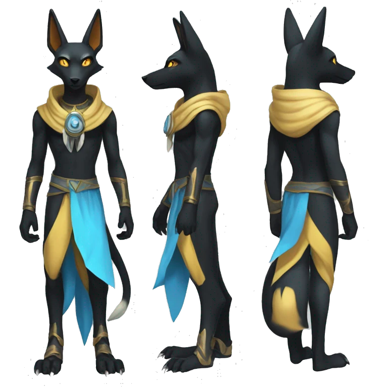 Anubis-Umbreon-Lucario full body emoji