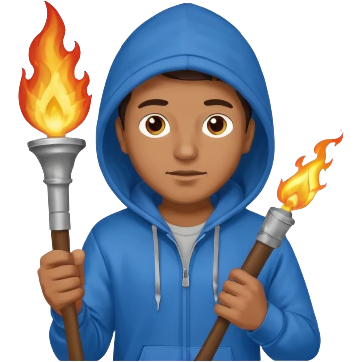 blue hoodie man The torchbearer emoji