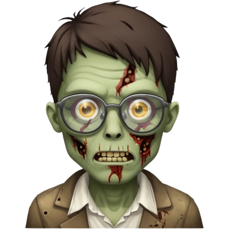 Zombie with big glasses more visible glasses, some difference between zombie and glasses, half body emoji