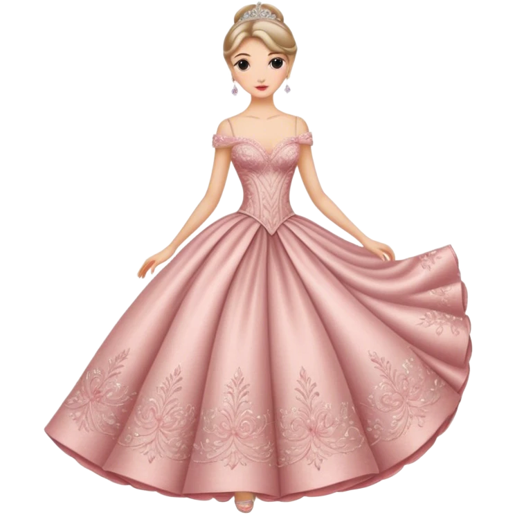 Cinematic Realistic Cinderella Portrait, depicted with lifelike skin texture, subtle rosy undertones, and soft natural lighting that enhances the gentle contours of her face. Her intricately detailed golden blonde hair is elegantly styled in an updo, with delicate wisps framing her face for added realism. Her deep, expressive blue eyes radiate warmth and sincerity, reflecting a quiet resilience and grace. She is dressed in her iconic ball gown, the fabric shimmering with intricate embroidery and fine translucent layers that catch the light beautifully. The soft sheen of satin gloves and the delicate sparkle of a glass-like slipper peeking from beneath her dress add a touch of magical realism. The portrait features an enchanting glow with a natural, luminous finish, seamlessly blending realism and fairytale charm to evoke a sense of depth, elegance, and timeless beauty. emoji