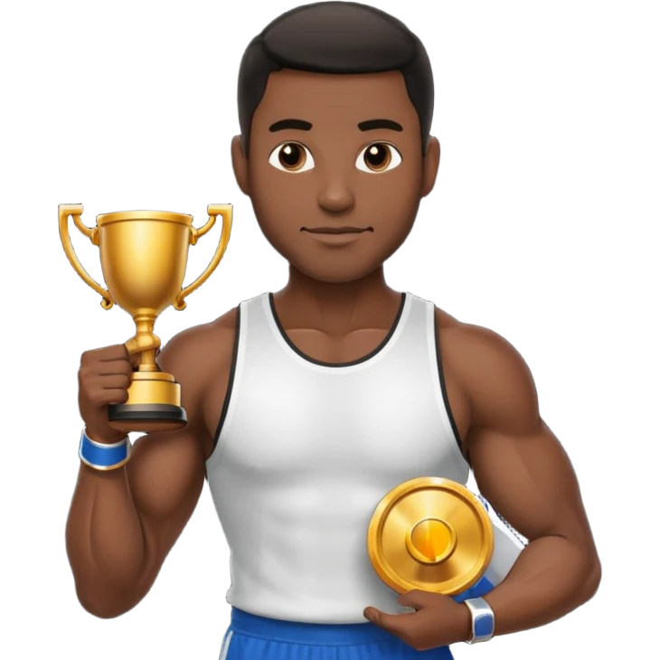 Black man champion holding a trophy emoji