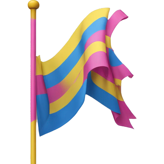 A flag with first a hot pink stripe then a yellow stripe then a blue stripe  emoji