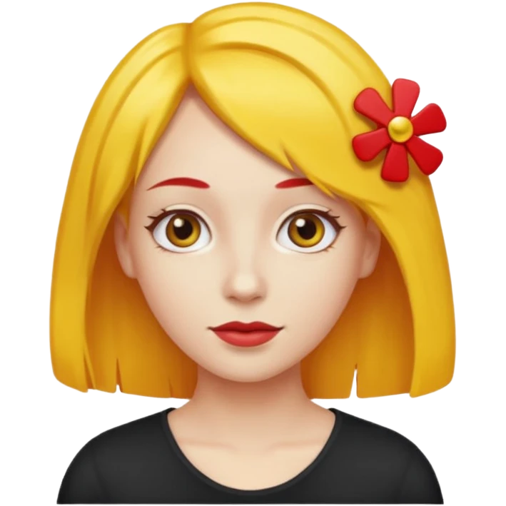 kırmızı toka takan kadın, sarı saçlı emoji
