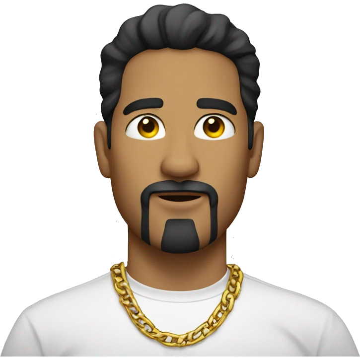 hispanic man with a goatee wearing a white shirt with a gold chain emoji