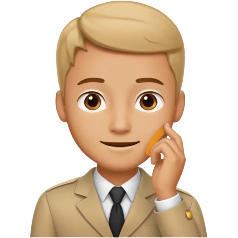 man in receptionist uniform thinking with his hand emoji
