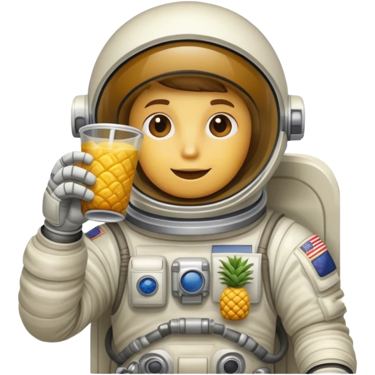 Astronaut drinking double cup with pineapple emoji
