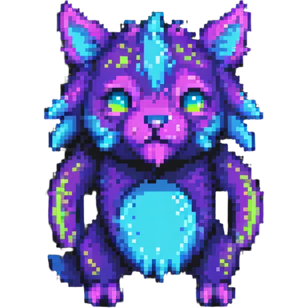 Neon Fantasy Furry-Fakémon-Creature with splash markings (full body) emoji