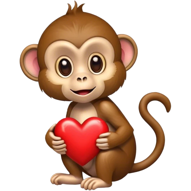 A monkey holding a heart  emoji